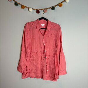 J. Jill Love Linen Essential Shirt in salmon coral pink